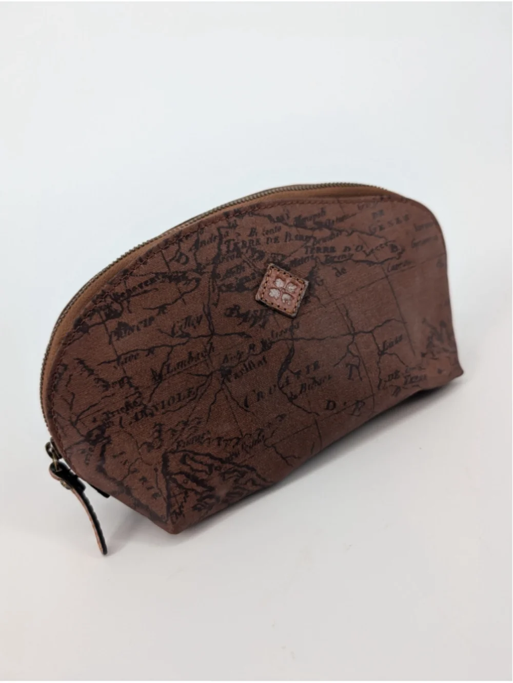 Patricia Nash Capriana Signature Map Cosmetic Case Brown Travel Makeup Bag